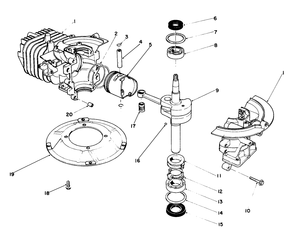 Short Block Assembly Diagram and Parts List for 22025 4000001 - 4999999 Toro Lawn Mower