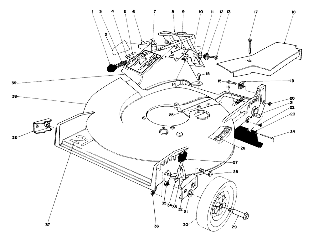 Housing Assembly Diagram and Parts List for 20810 2000001 - 2999999 Toro Lawn Mower