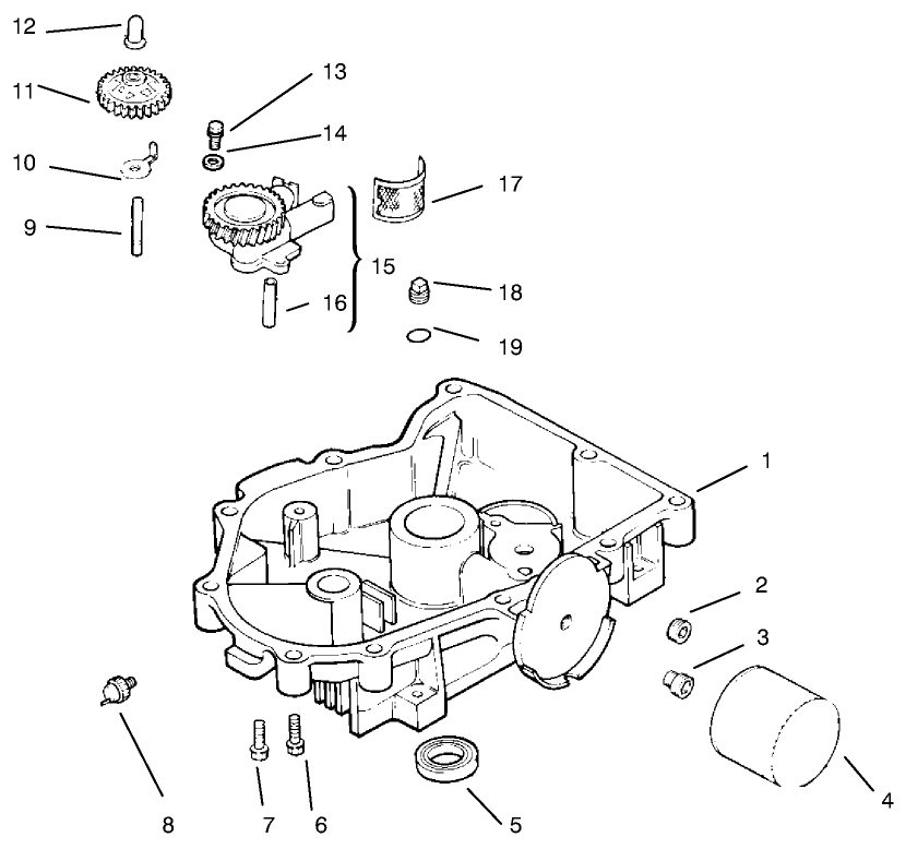 Oil Pan/Lubrication Diagram and Parts List for 72110 7900001 - 7999999 Toro Lawn Tractor