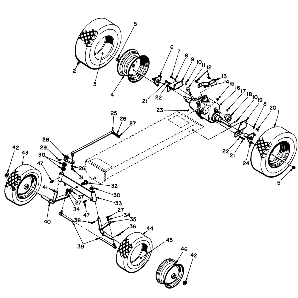 Wheel And Axle Assembly Diagram and Parts List for 55001 8000001 - 8999999 Toro Lawn Tractor
