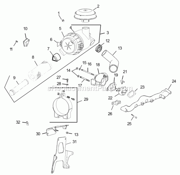 Air Intake/Filtration Assembly Kohler Cv20s P Diagram and Parts List for 74177 230007001-230999999 Toro Lawn Mower