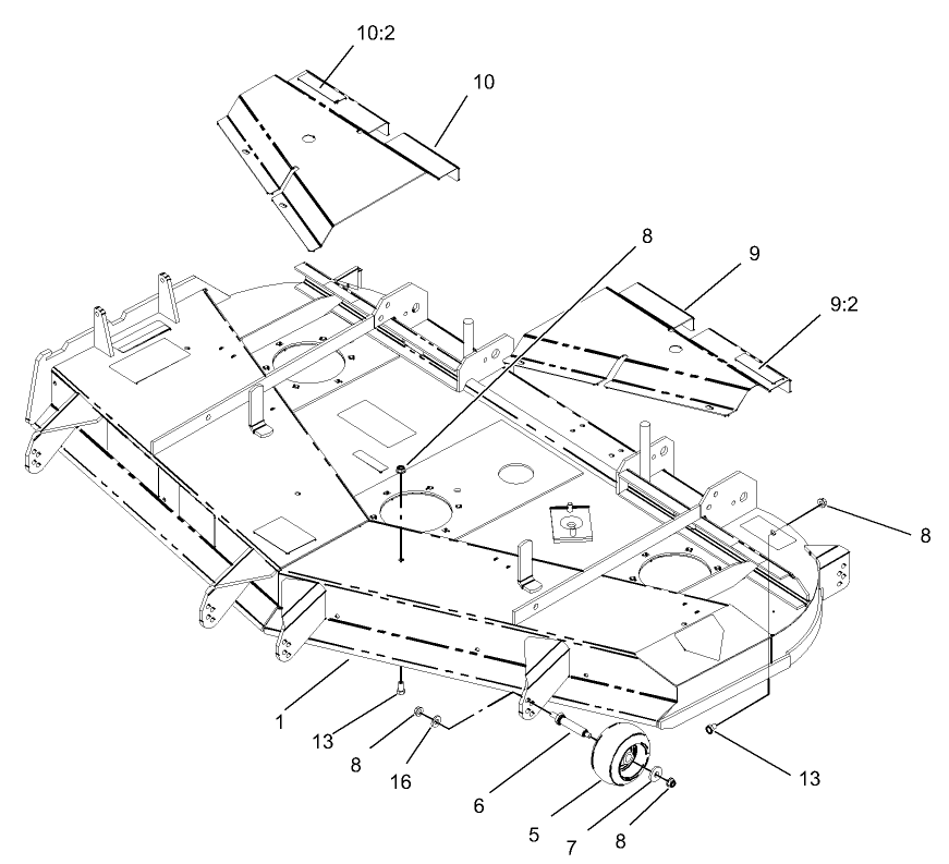 Deck And Wheel Gage Assembly Diagram and Parts List for 74231 (230006001-230999999)(2003) Toro Lawn Mower
