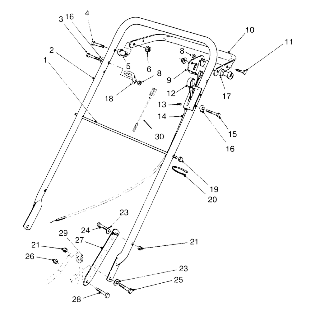 Handle Assembly Diagram and Parts List for 22145 69000001 - 69999999 Toro Lawn Mower