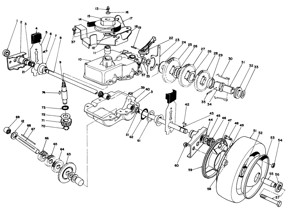 Gear Case Assembly Diagram and Parts List for 22700 2000001 - 2999999 Toro Lawn Mower