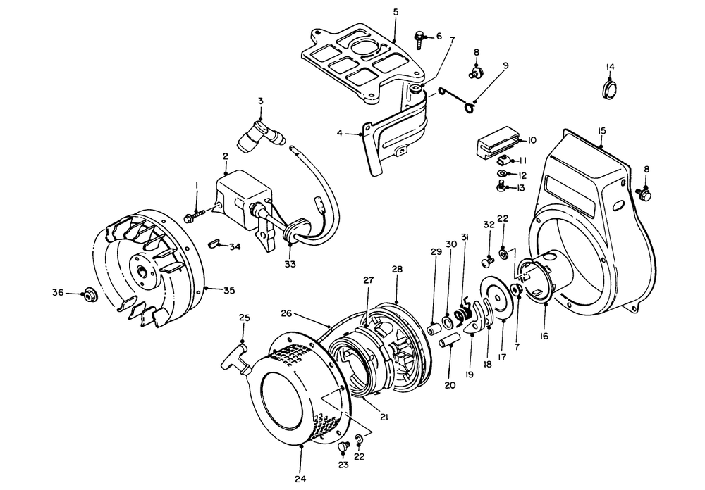 Recoil Starter-Magneto Diagram and Parts List for 62012 8000001 - 8999999 Toro Generator