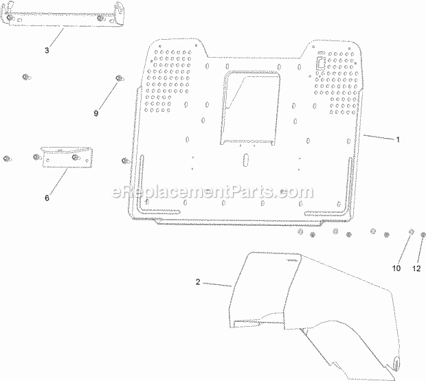 Tunnel And Collector Plate Assembly Diagram and Parts List for 74596 312000001-312999999 Toro Lawn Mower