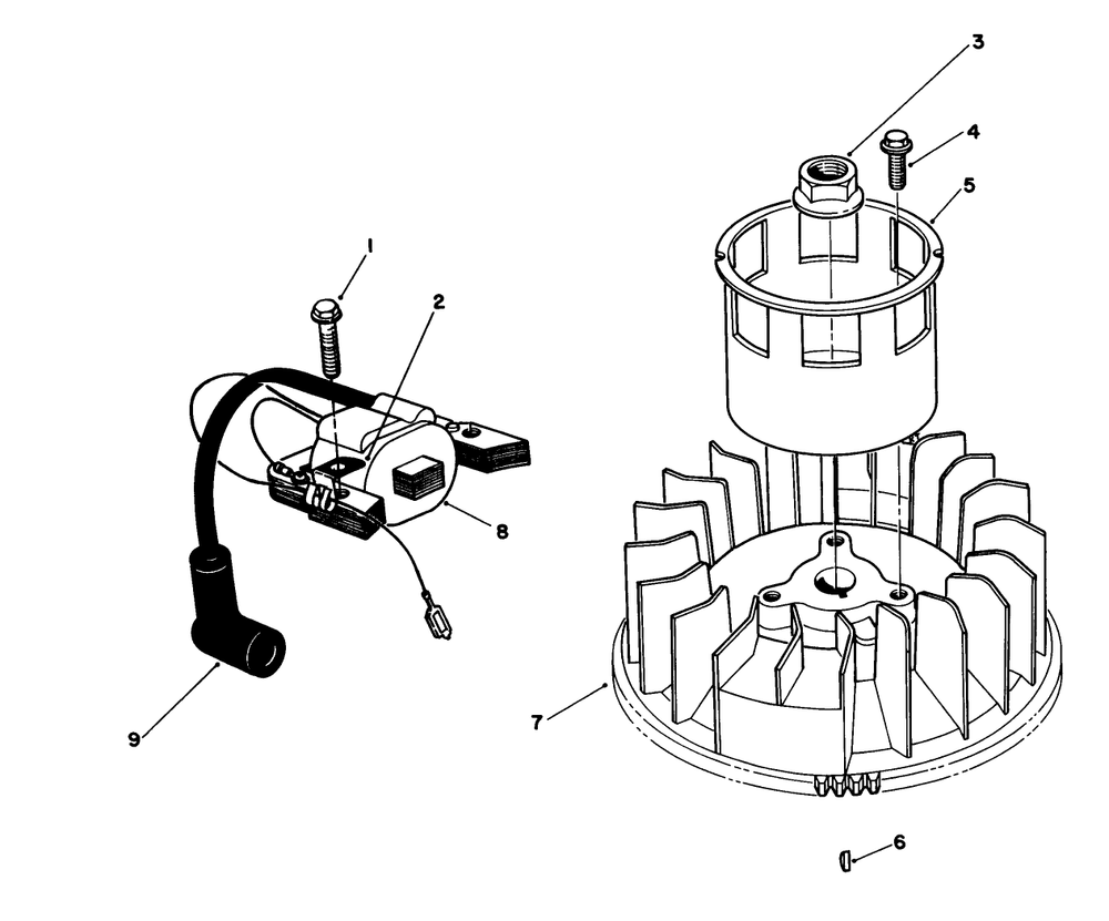 Magneto & Flywheel Assembly (Engine Model No. Vmh7-4) Diagram and Parts List for 22622 0000001 - 0999999 Toro Lawn Mower