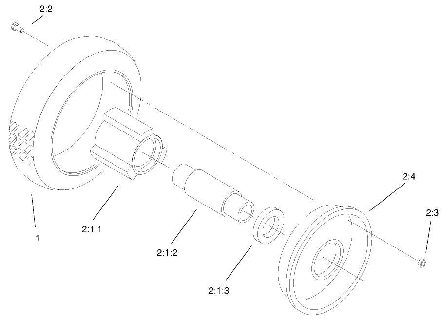 Front Wheel & Tire Assembly Diagram and Parts List for 22038 9900001 - 9999999 Toro Lawn Mower
