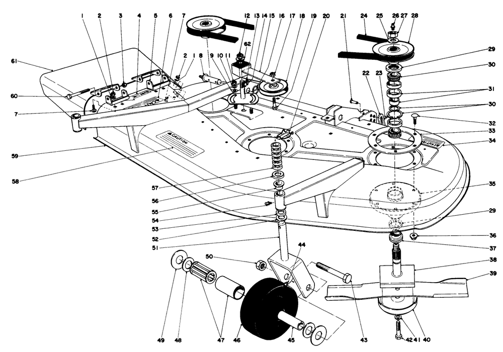 Cutting Unit Assembly Diagram and Parts List for 30545 90001 - 99999 Toro Lawn Mower