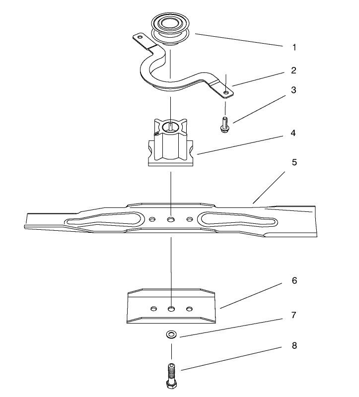 Blade Assembly Diagram and Parts List for 20914 7900001 - 7999999 Toro Lawn Mower
