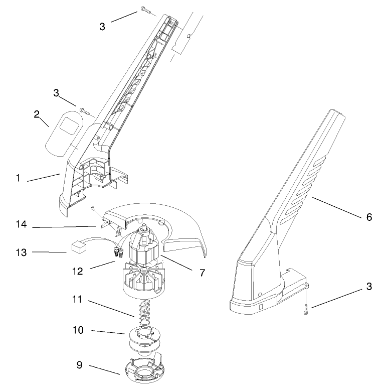 Motor & Housing Assembly Diagram and Parts List for 51349 8900001 - 89999999 Toro Trimmer