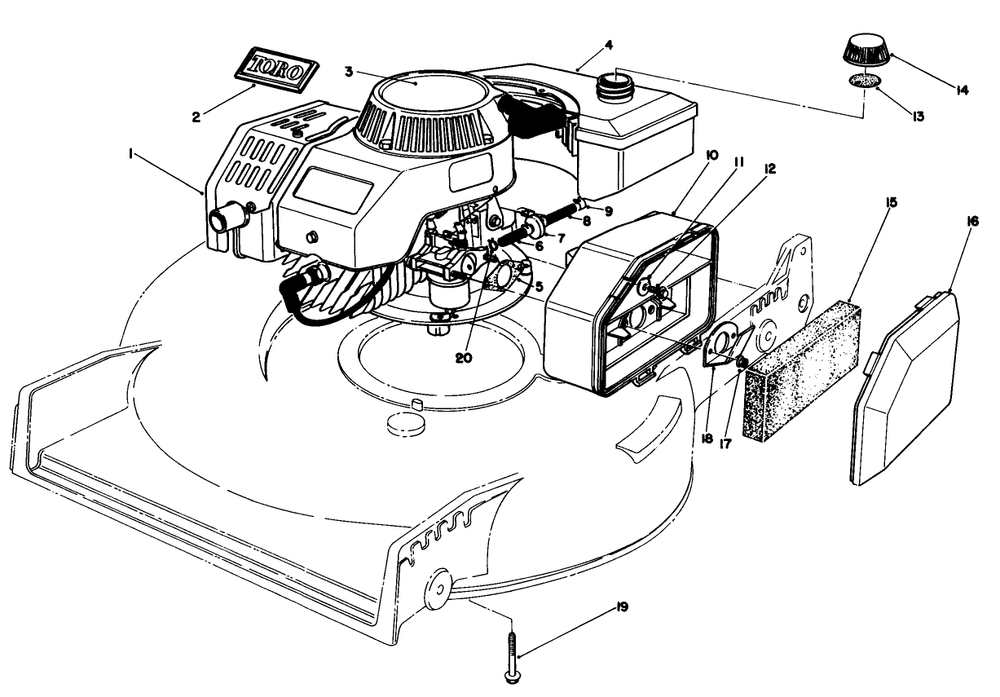 Engine Assembly Diagram and Parts List for 20584 6000001 - 6999999 Toro Lawn Mower
