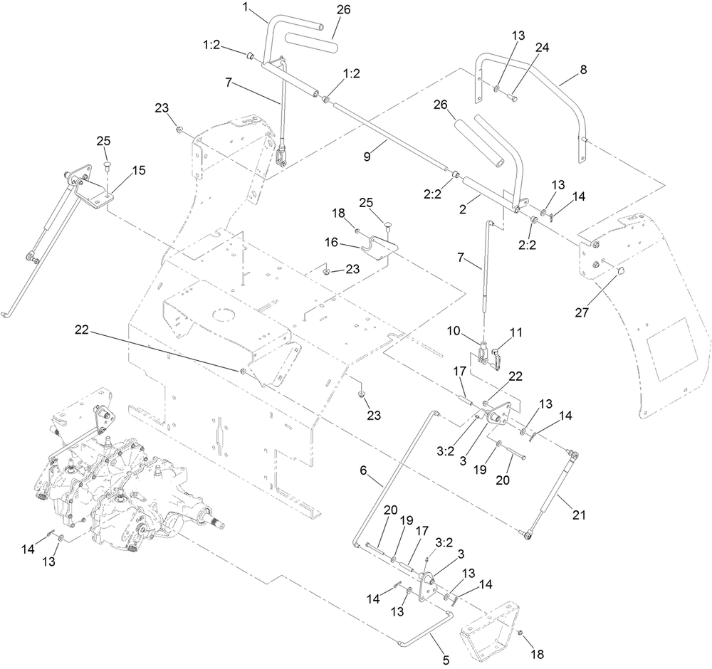Motion Control Assembly Diagram and Parts List for 39521 409760523-999999999 Toro Aerator