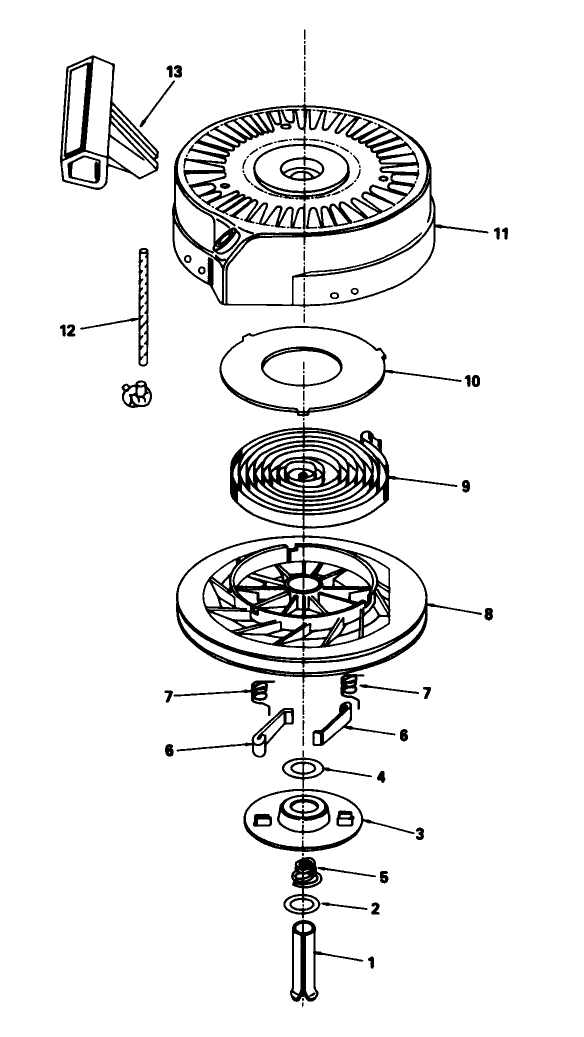 Rewind Starter N0. 590621 Diagram and Parts List for 20588 8000001 - 8999999 Toro Lawn Mower