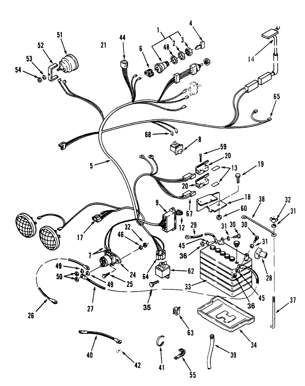 Electrical System Diagram and Parts List for 73320 3900001 - 3999999 Toro Lawn Tractor