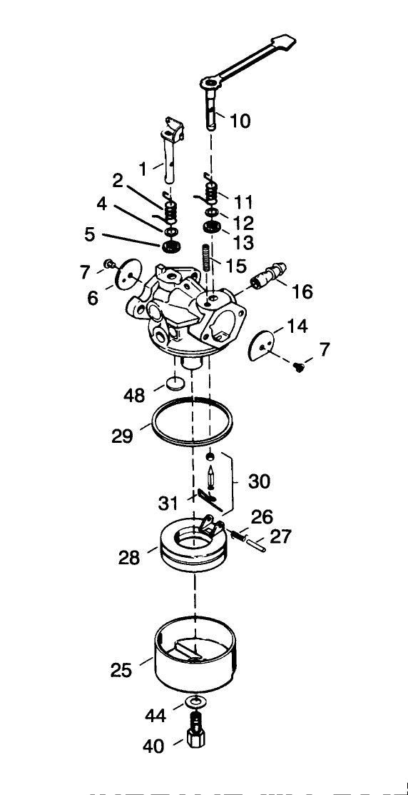 Carburetor No. 632641 Diagram and Parts List for 38176 4900001 - 4999999 Toro Snow Blower