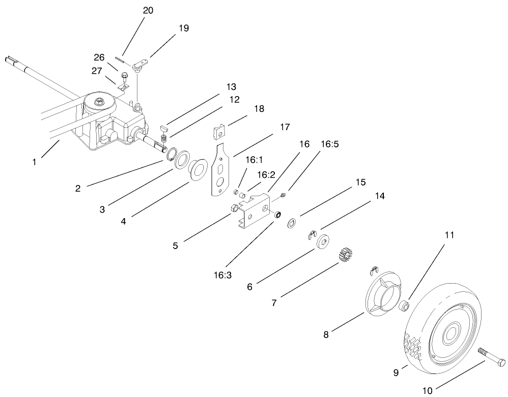 Gear Case & Rear Axle Assembly Diagram and Parts List for 22038 9900001 - 9999999 Toro Lawn Mower