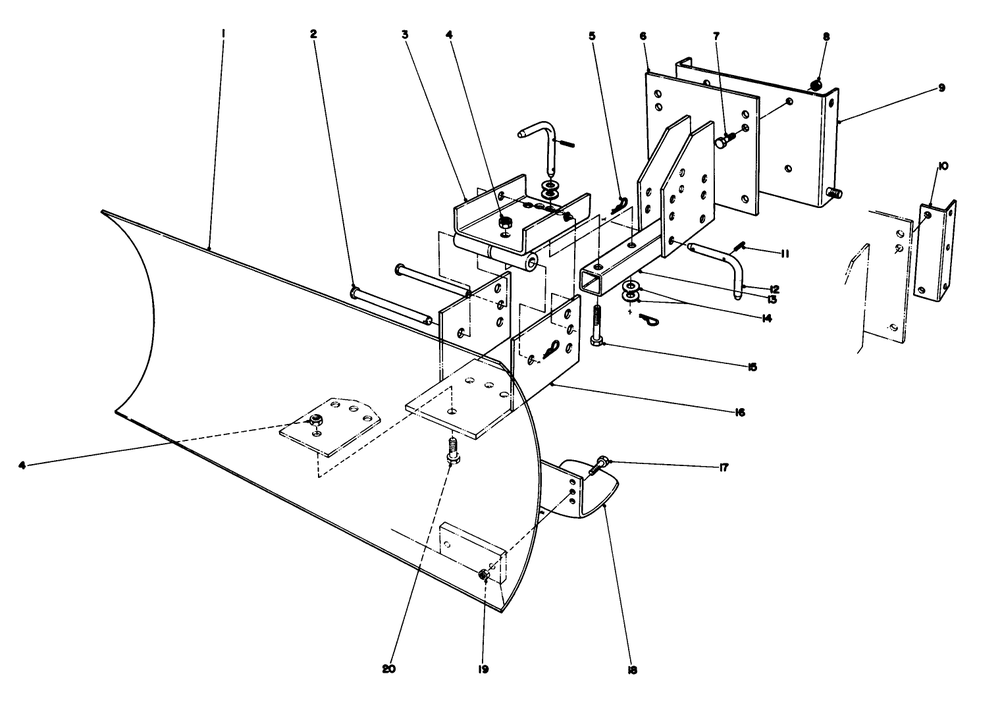 Grader Blade Assembly Model 59099 (Optional) Diagram and Parts List for 38040 7000001 - 7999999 Toro Snow Blower