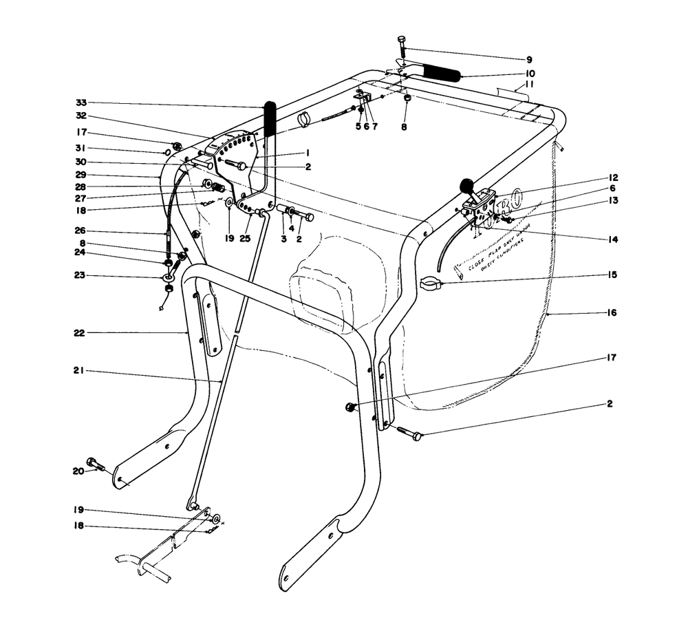 Handle Assembly (Model 62923) Diagram and Parts List for 62923 6000001 - 6999999 Toro Leaf Blower / Vacuum
