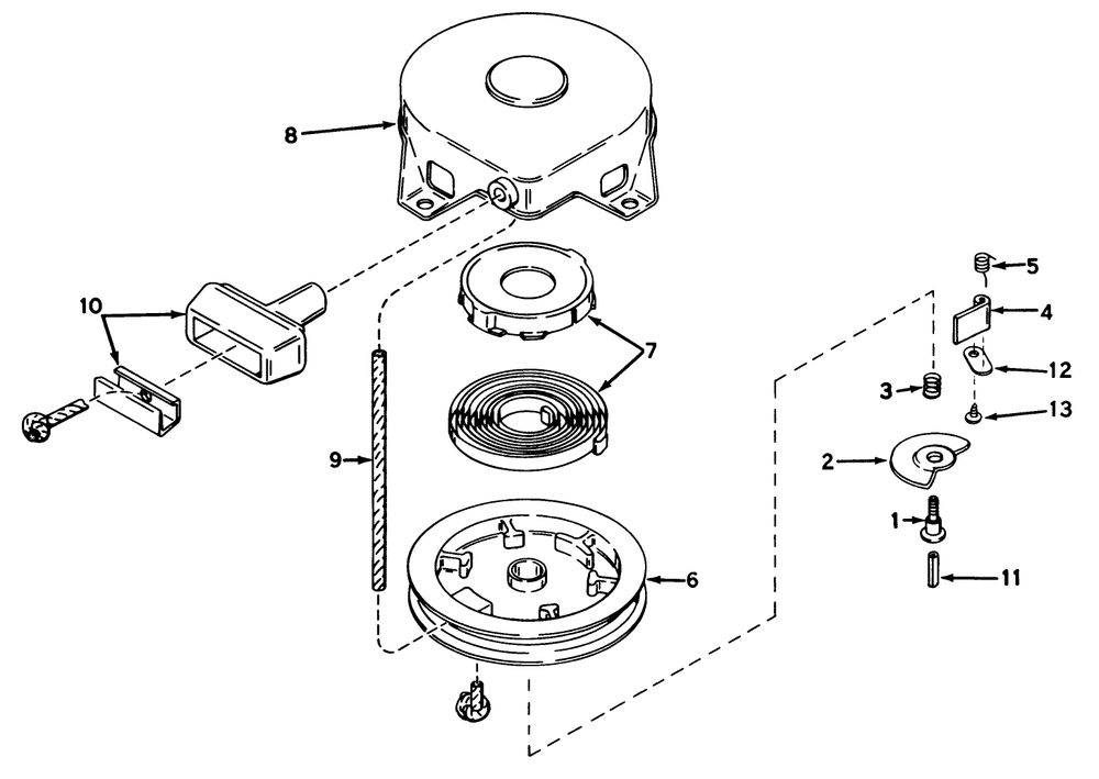 Rewind Starter No. 590473 Diagram and Parts List for 38240 9000001 - 9999999 Toro Snow Blower