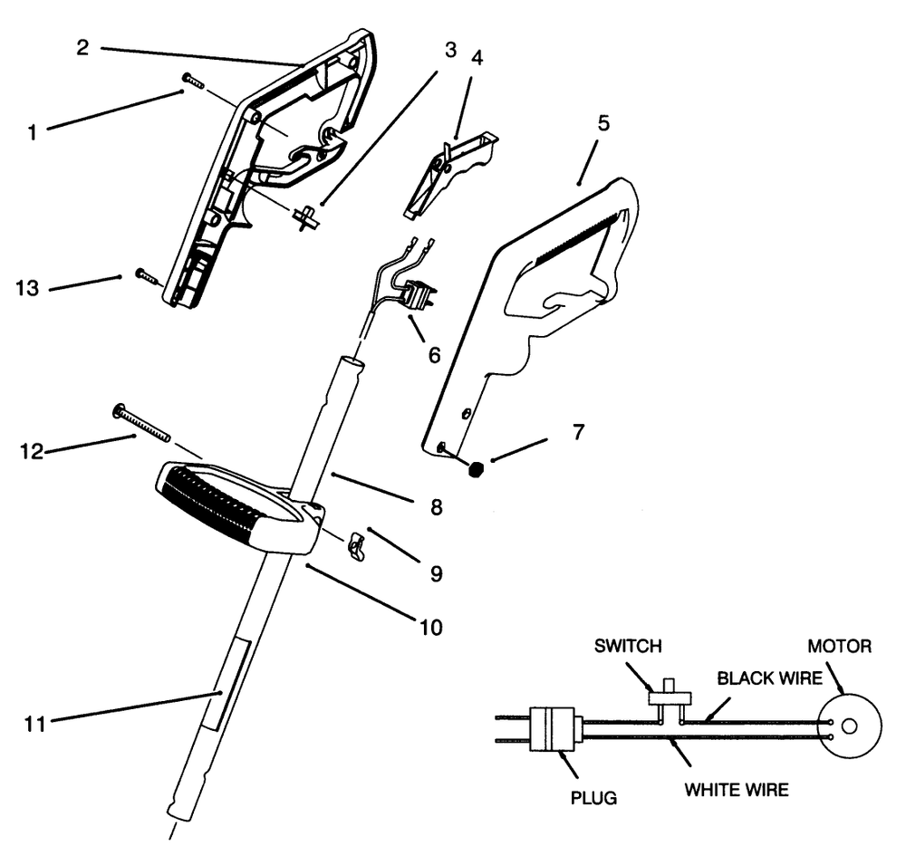 Handle Assembly Diagram and Parts List for 51443 69000001 - 69999999 Toro Trimmer