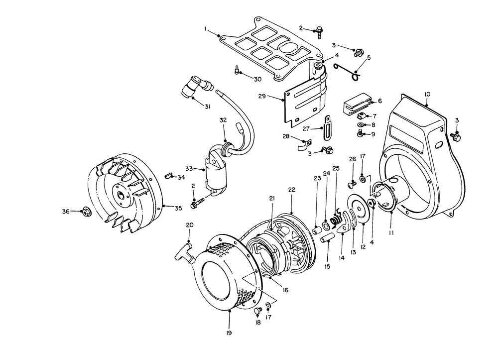 Recoil Starter Assembly Diagram and Parts List for 62032 6000001 - 6999999 Toro Generator