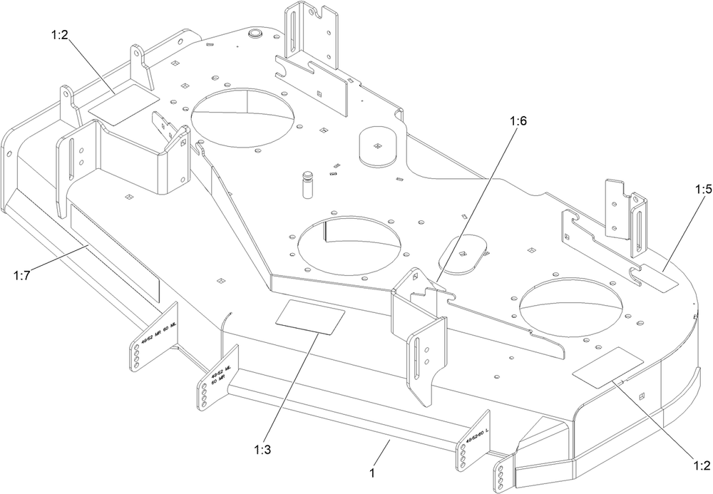 Deck Decal Assembly No. 144-6586 Diagram and Parts List for 74000 414066968 - 414269699 Toro Lawn Tractor