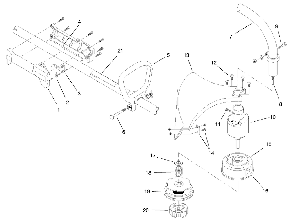 Boom Trimmer Assembly Diagram and Parts List for 51904 990000001 - 999999999 Toro Trimmer