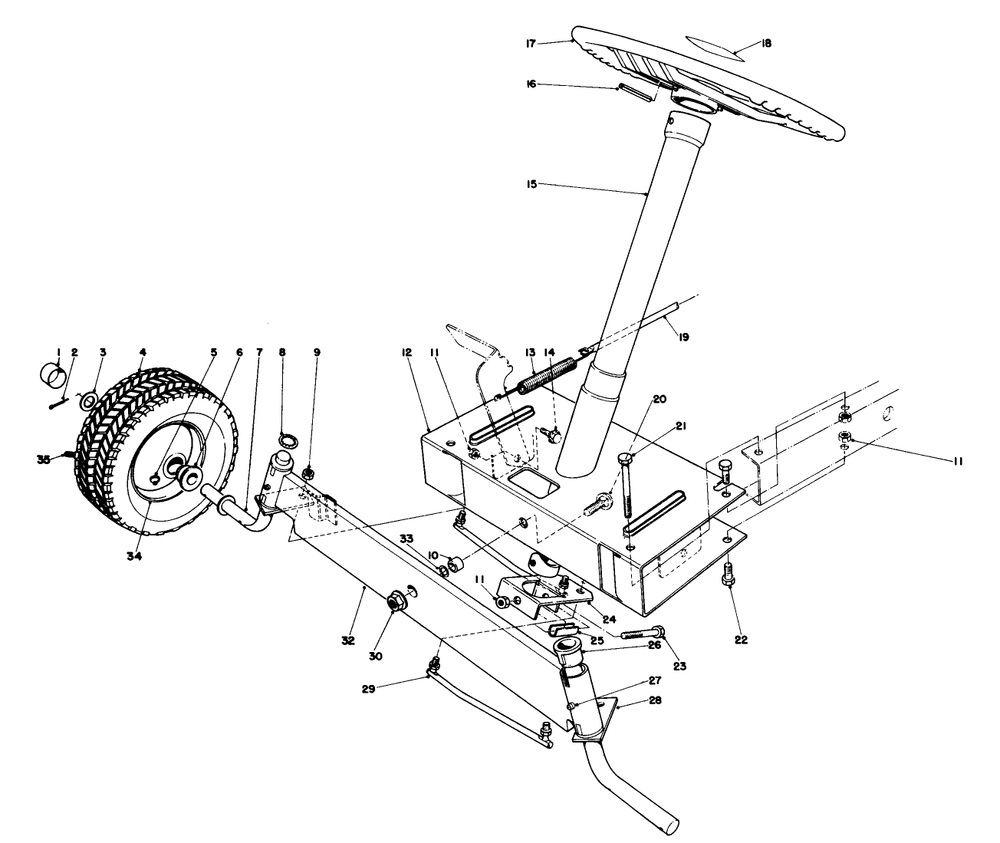 Front Axle Assembly Diagram and Parts List for 56044 0000001 - 0999999 Toro Lawn Tractor