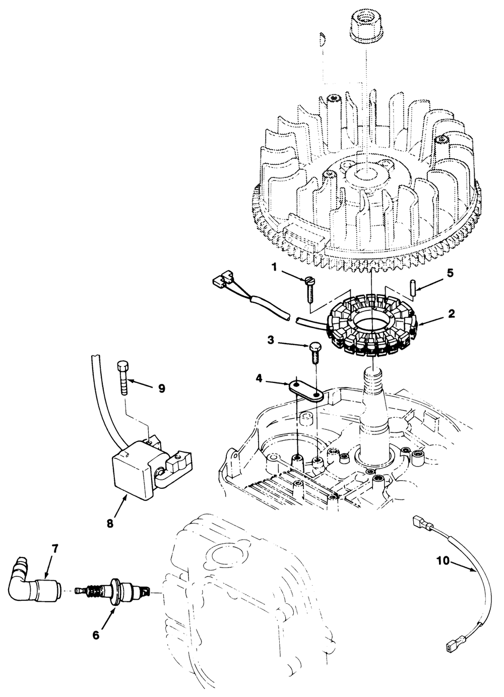 12hp Engine Ignition Assembly Diagram and Parts List for 32-120EA1 1000001 - 1999999 Toro Lawn Tractor