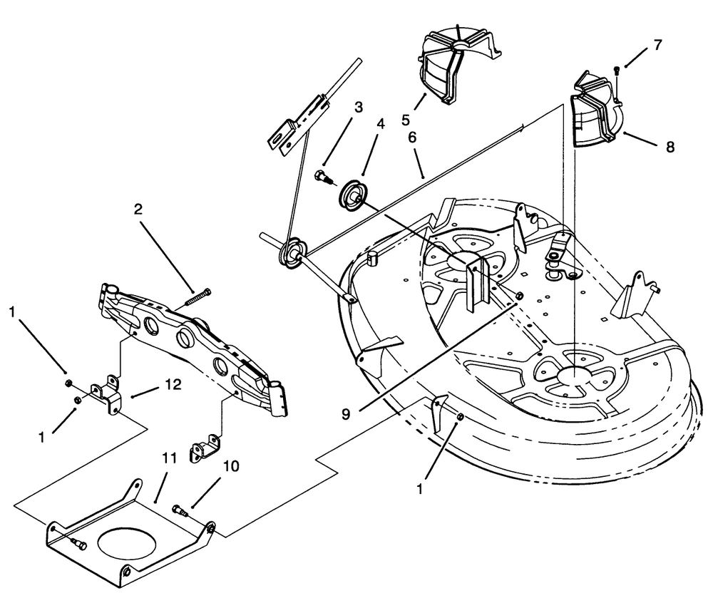 Cable & Cover Assembly (38" Cutting Unit) Diagram and Parts List for 71184 5900001 - 5910000 Toro Lawn Tractor