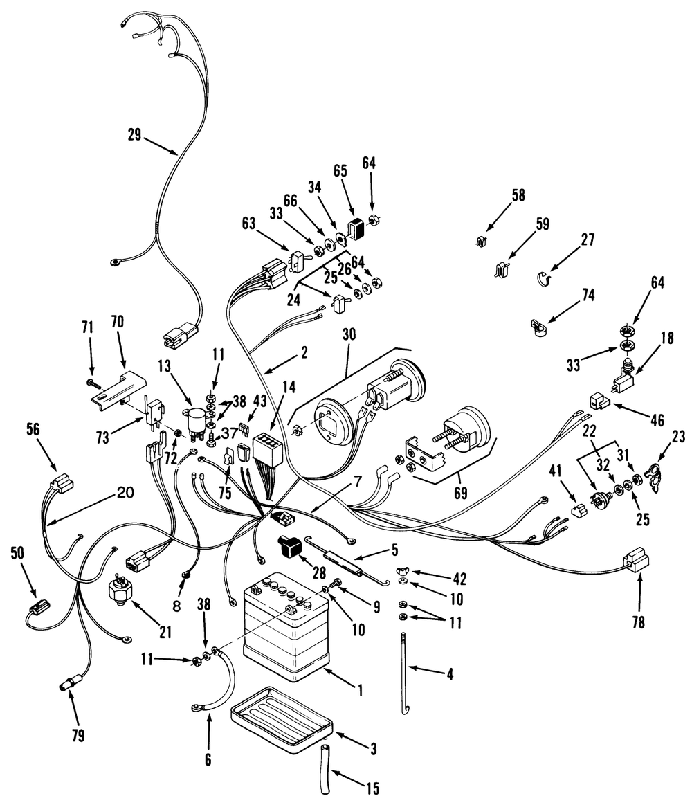 Electrical System Assembly Diagram and Parts List for 32-12B5A2 1000001 - 1999999 Toro Lawn Tractor