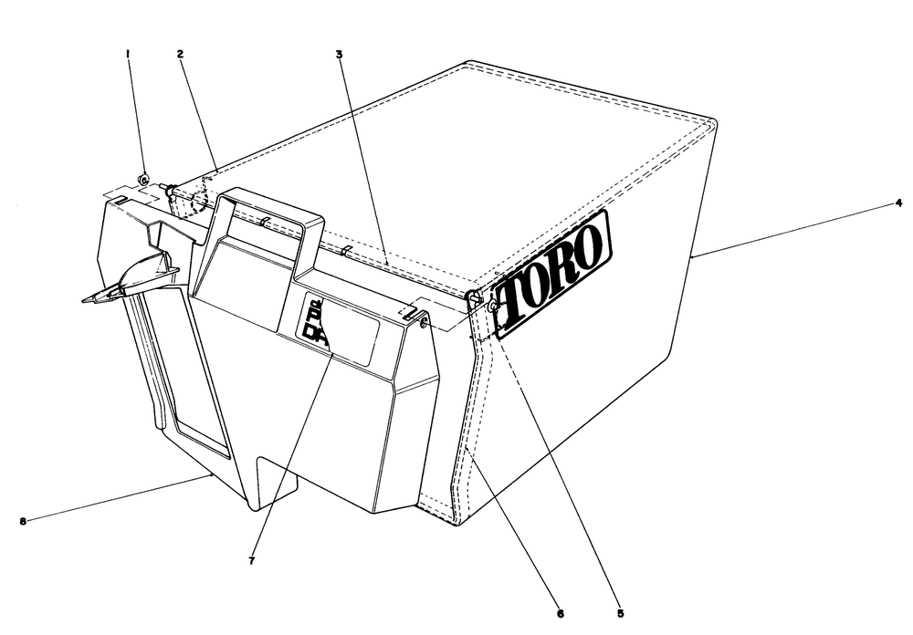 Grass Bag Assembly No. 11-0189 Diagram and Parts List for 20327B 2000001 - 2999999 Toro Lawn Mower