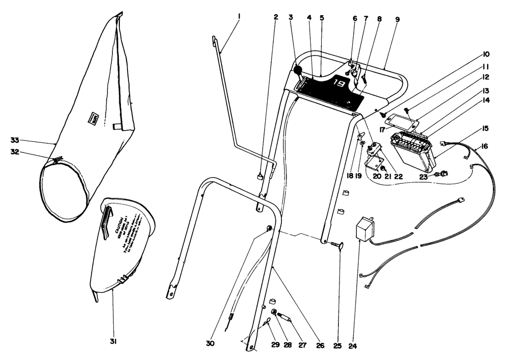 Handle Assembly Model No. 18208 Diagram and Parts List for 18208 2000001 - 2999999 Toro Lawn Mower