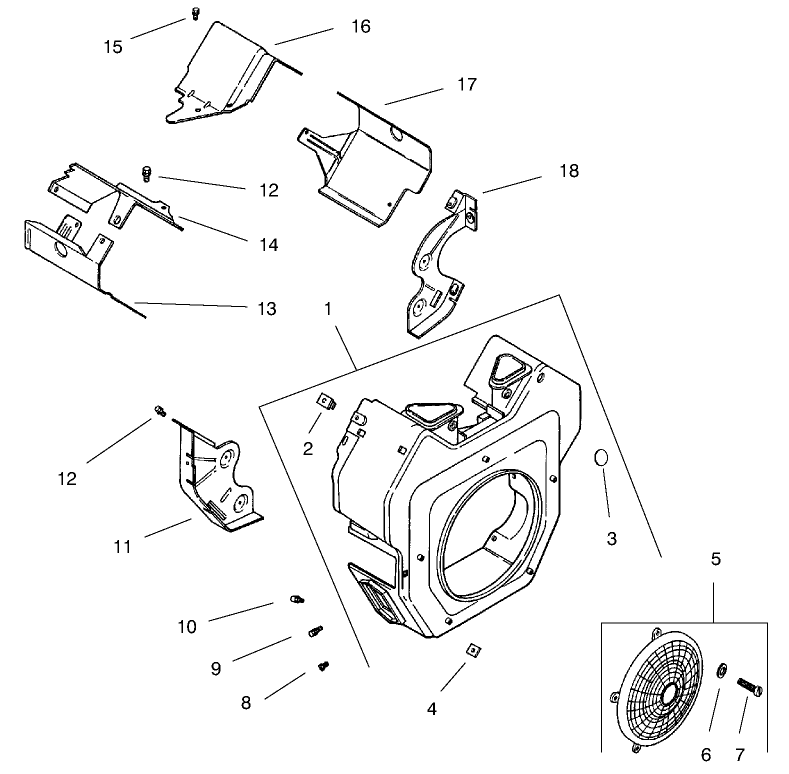 Group 6-Blower Housing & Baffles Diagram and Parts List for 22305 990001 - 991007 Toro Lawn Tractor Accessories