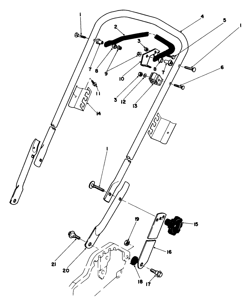 Handle Assembly Diagram and Parts List for 20577 5000001 - 5999999 Toro Lawn Mower