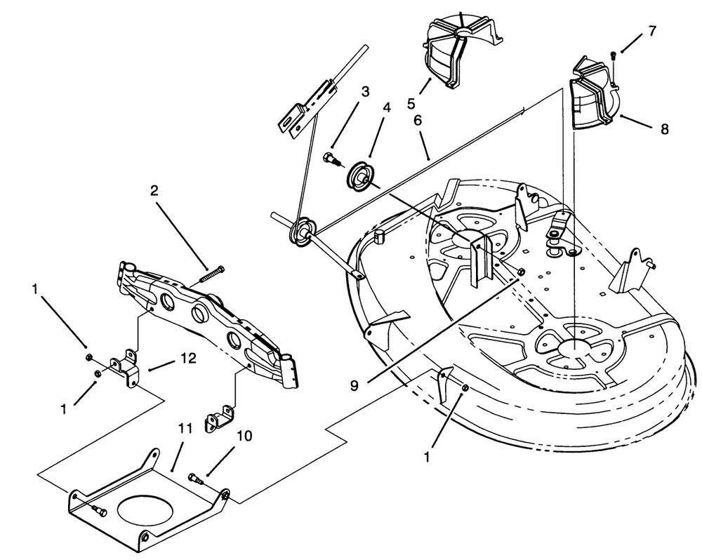 Cable & Cover Assembly (38" Cutting Unit) Diagram and Parts List for 71213 59000001 - 59100000 Toro Lawn Tractor