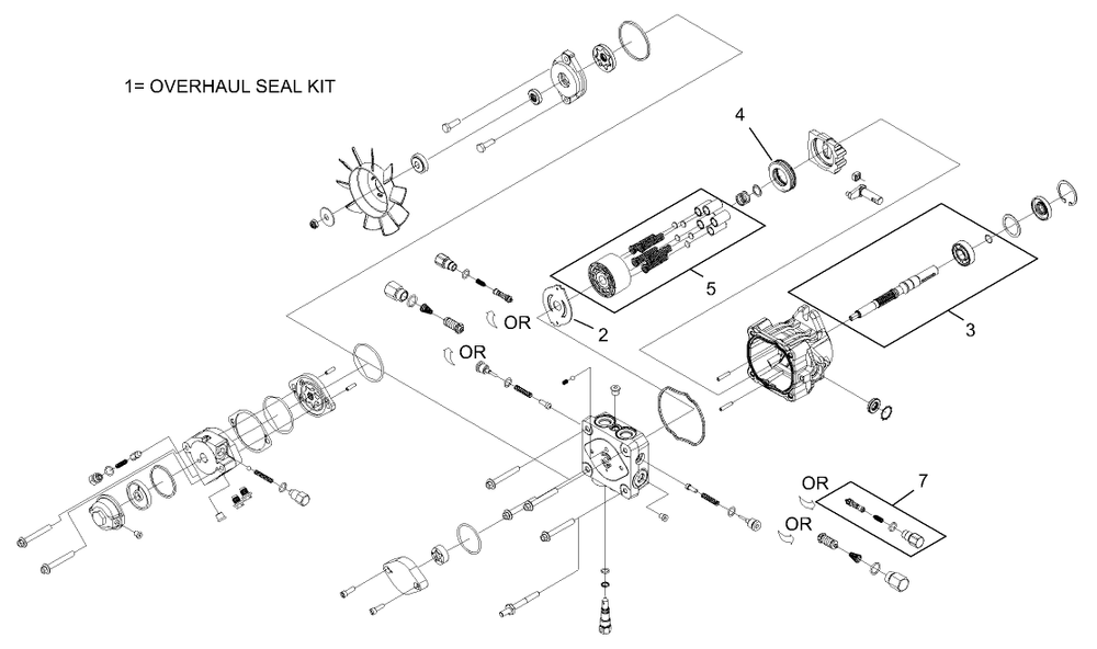 Hydraulic Pump Assembly Diagram and Parts List for 74415 (250000001-250005000)(2005) Toro Lawn Mower
