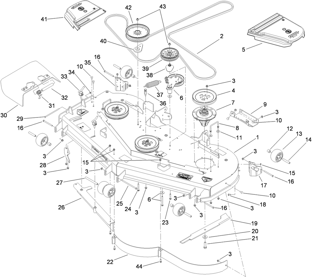 Deck Assembly Diagram and Parts List for 74938 (311000001-311999999)(2011) Toro Lawn Mower
