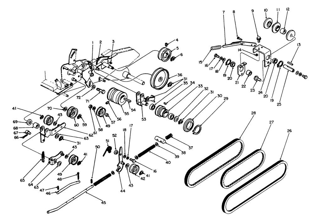 Drive Belt Assembly Diagram and Parts List for 58170 3000001 - 3999999 Toro Tiller