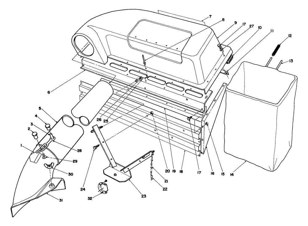 Twin Bagger Grass Catcher Model 59053 (Opt.) Diagram and Parts List for 56133 2000001 - 2999999 Toro Lawn Tractor