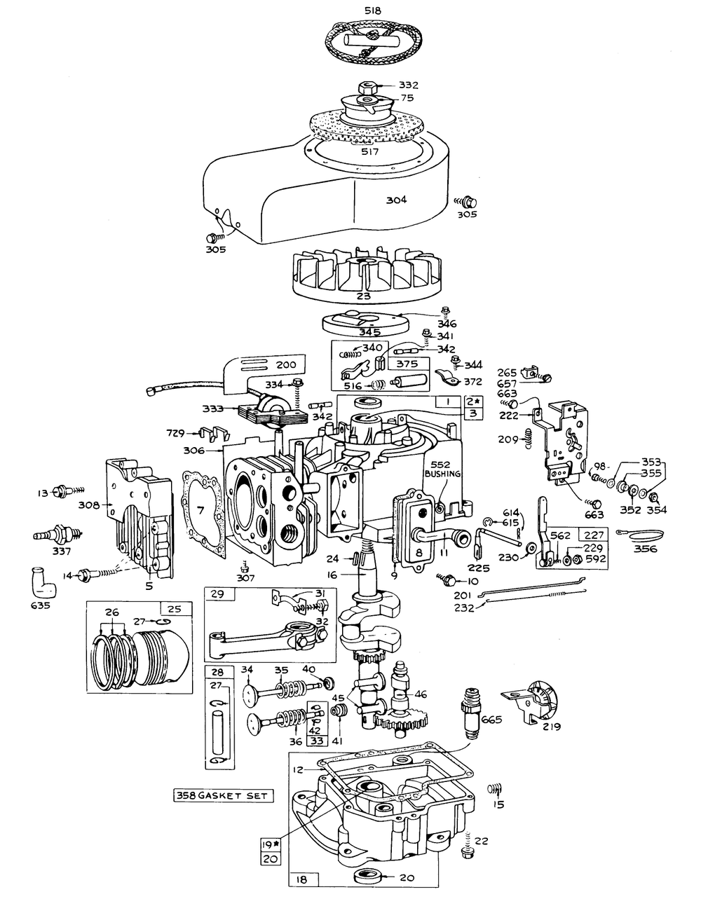 Model 190707-0626 Engine Assembly (Electric Start) Briggs & Stratton Diagram and Parts List for 55166 3000001 - 3999999 Toro Lawn Tractor