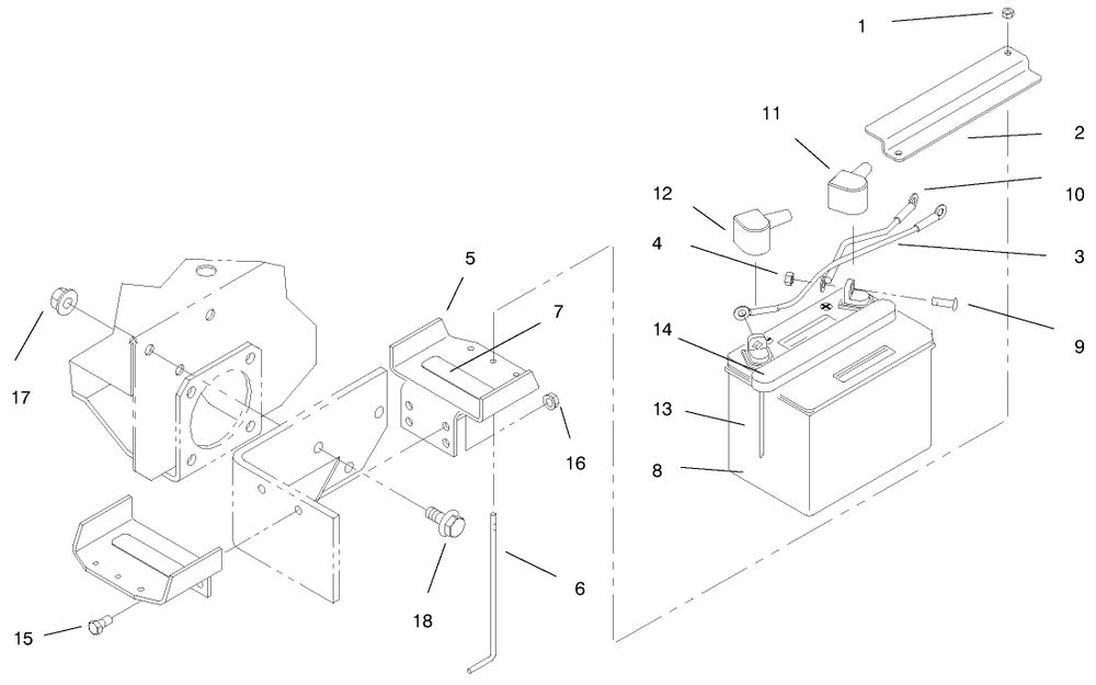 Battery Diagram and Parts List for 30187 795001 - 799999 Toro Lawn Tractor Accessories