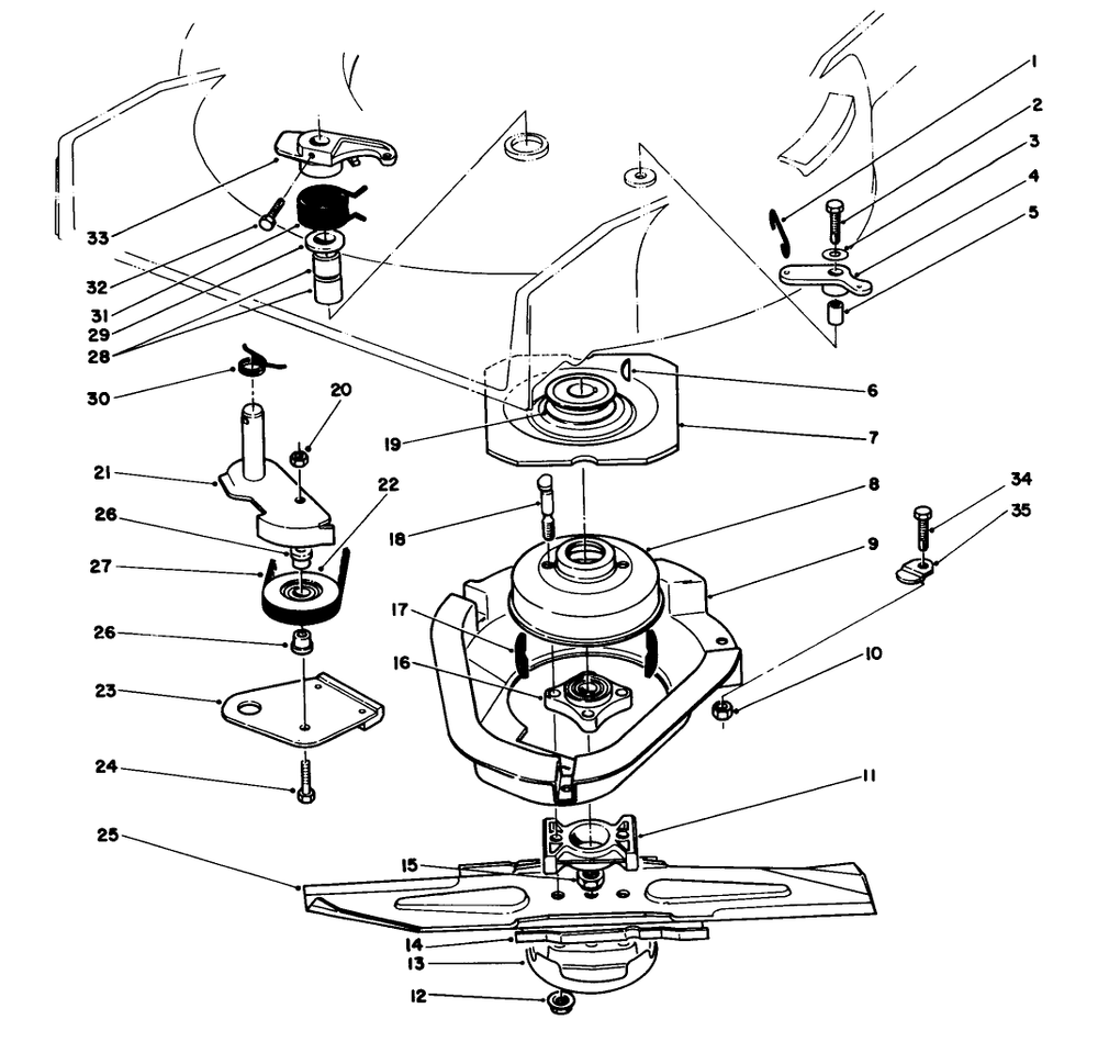 Blade Brake Clutch Assembly Diagram and Parts List for 22151 3900856 - 3999999 Toro Lawn Mower