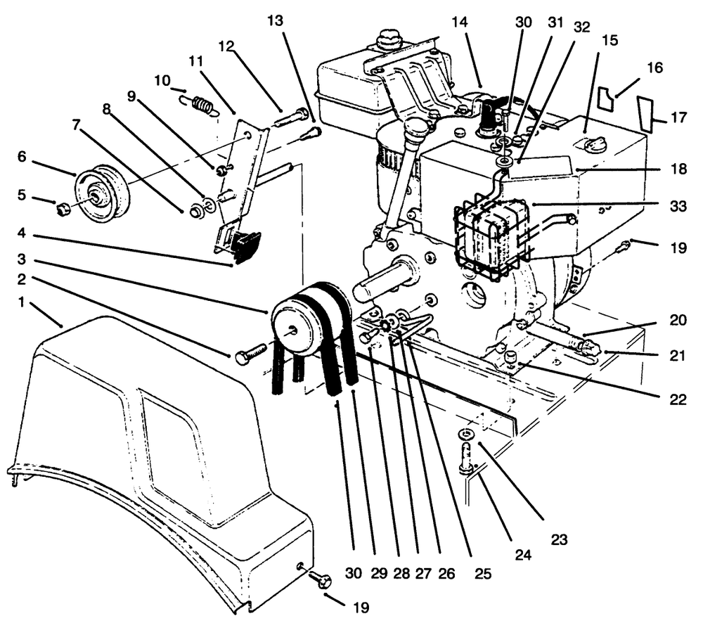 Engine Assembly Diagram and Parts List for 38072 6900001 - 6999999 Toro Snow Blower
