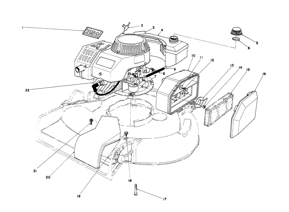 Engine Assembly Diagram and Parts List for 16212 5000001 - 5999999 Toro Lawn Mower