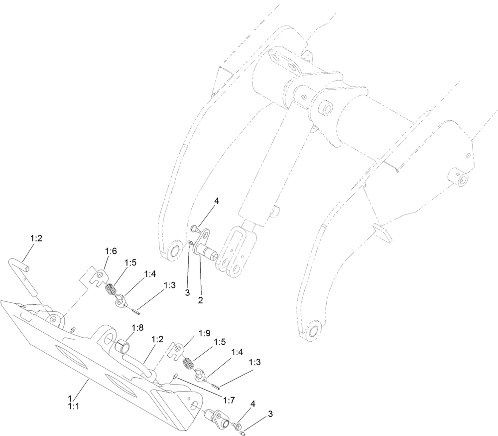 Quick Attach Assembly Diagram and Parts List for 22321 407960000 - 409799999 Toro Lawn Tractor Accessories