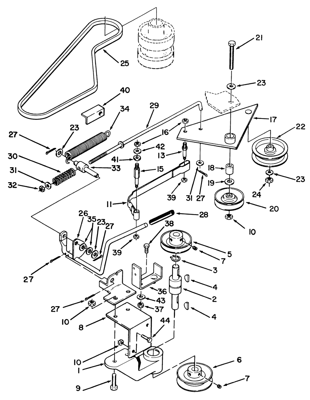 Pto Clutch, Pulleys & Control Assemblies Diagram and Parts List for R3-12B602 2000001 - 2999999 Toro Lawn Tractor