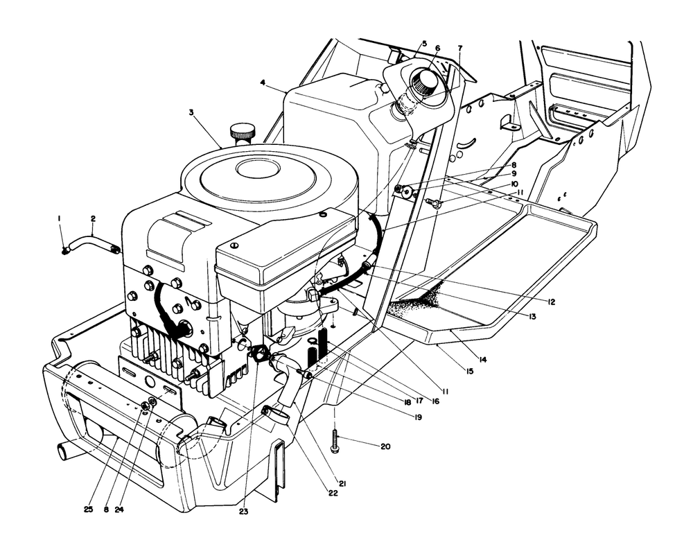 Engine Assembly Diagram and Parts List for 57351 7000001 - 7999999 Toro Lawn Tractor