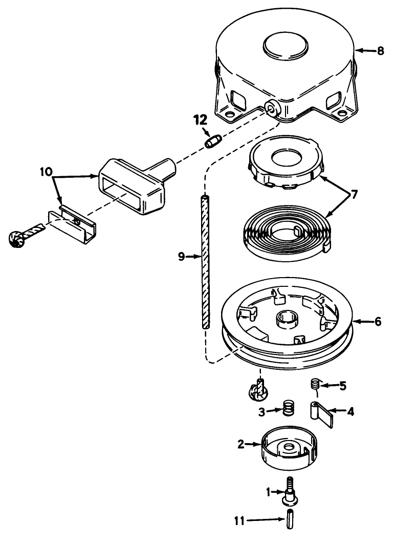 Rewind Starter No. 590420a Diagram and Parts List for 20586 6000001 - 6999999 Toro Lawn Mower